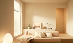 Стена и мебель одного цвета – прием для расширения пространства в комнате